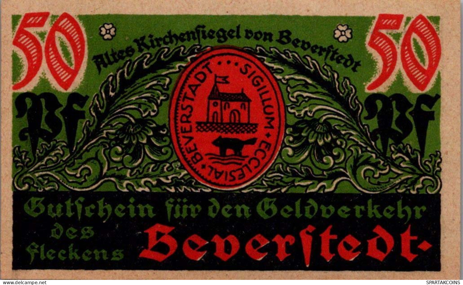 50 PFENNIG 1922 Stadt BEVERSTEDT Hanover DEUTSCHLAND Notgeld Banknote #PF444 - Lokale Ausgaben