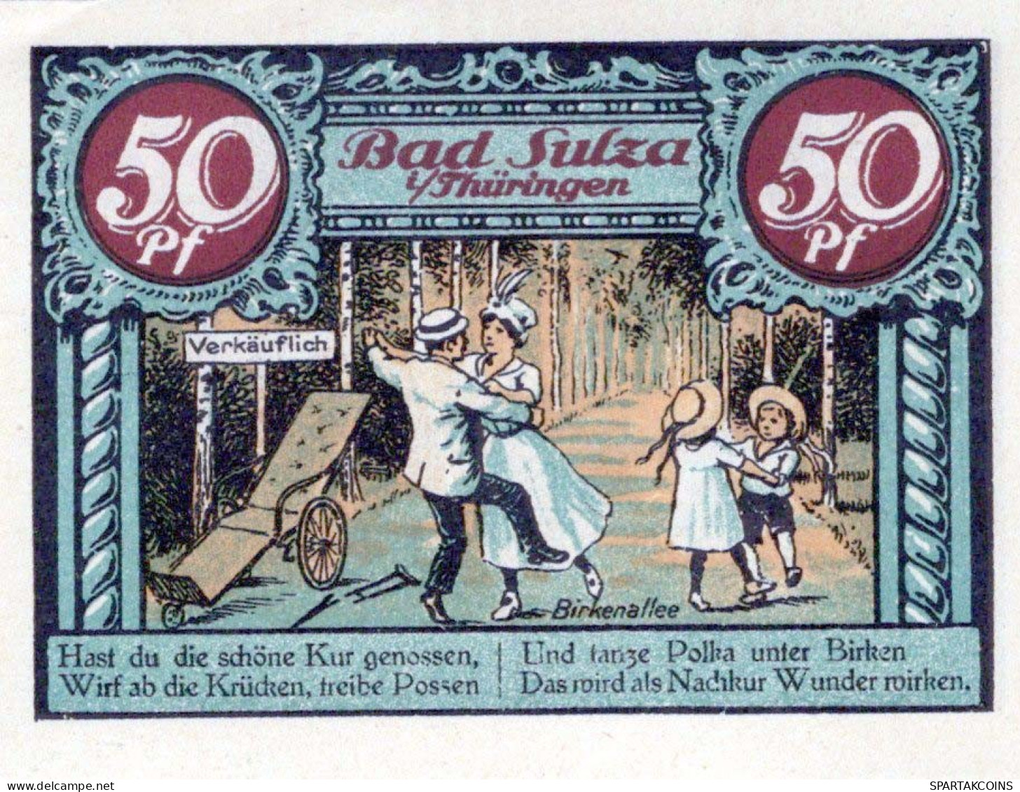 50 PFENNIG 1922 Stadt BAD SULZA Thuringia UNC DEUTSCHLAND Notgeld #PI042 - Lokale Ausgaben
