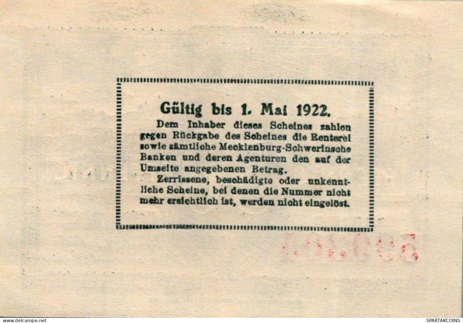 50 PFENNIG 1922 MECKLENBURG-SCHWERIN Mecklenburg-Schwerin UNC DEUTSCHLAND #PI737 - [11] Local Banknote Issues