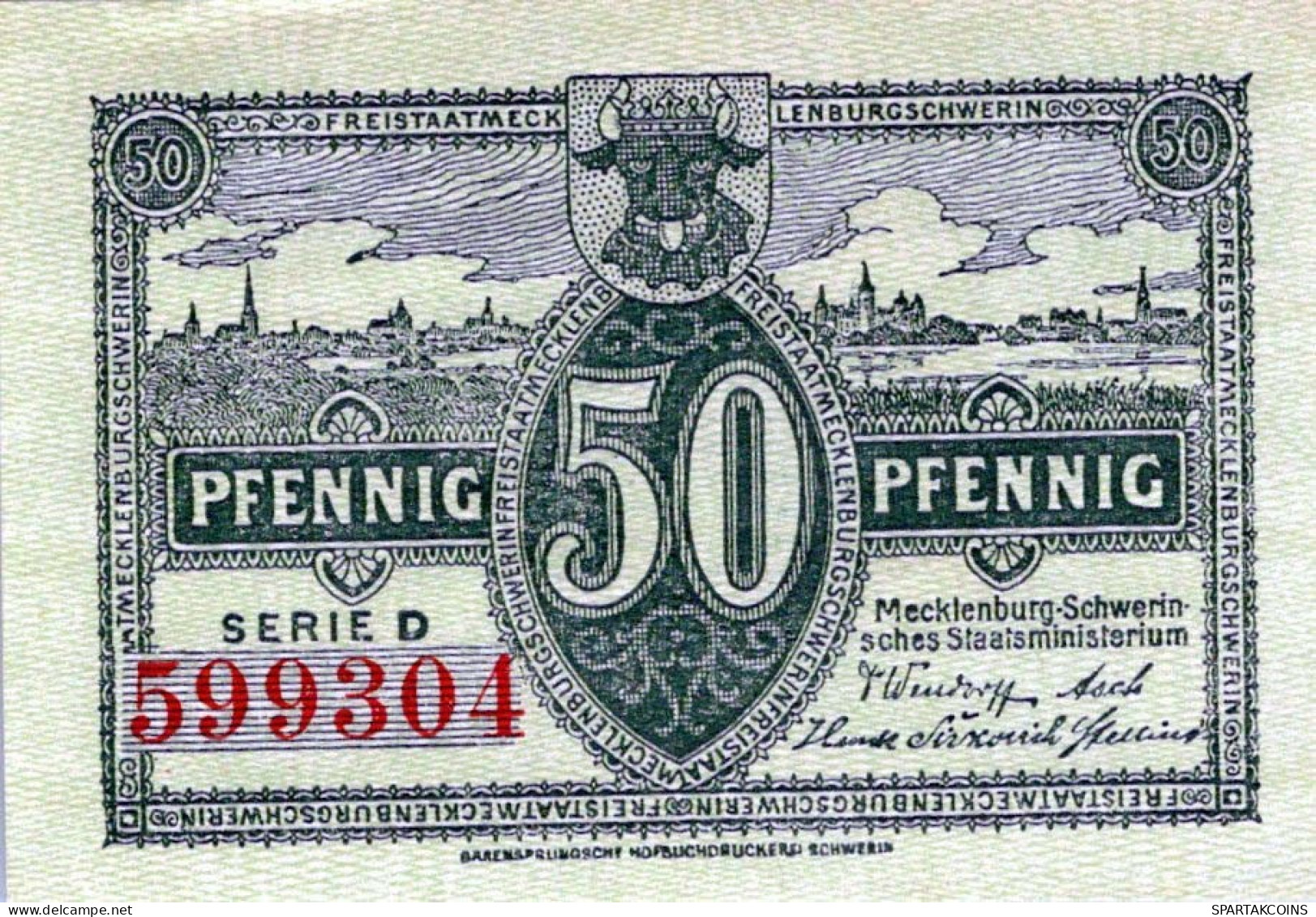 50 PFENNIG 1922 MECKLENBURG-SCHWERIN Mecklenburg-Schwerin UNC DEUTSCHLAND #PI737 - Lokale Ausgaben