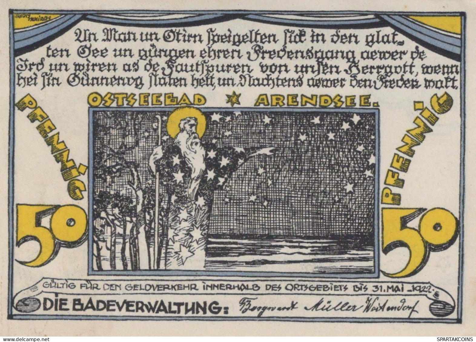 50 PFENNIG 1922 ARENDSEE AN DER OSTSEE Mecklenburg-Schwerin DEUTSCHLAND #PJ112 - Lokale Ausgaben