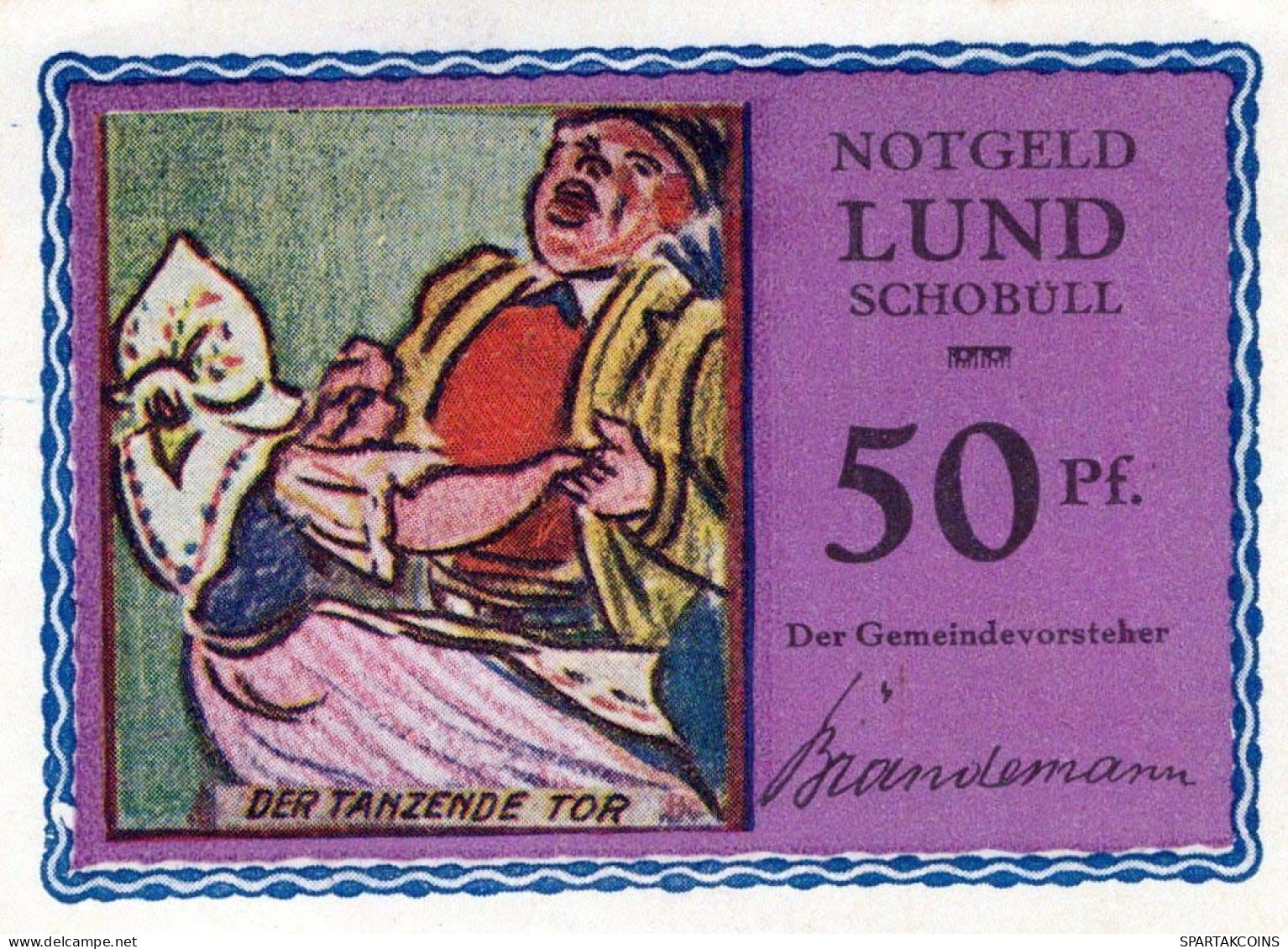 50 PFENNIG 1921/22 LUND-SCHOBÜLL SCHLESWIG HOLSTEIN UNC DEUTSCHLAND #PC676 - Lokale Ausgaben