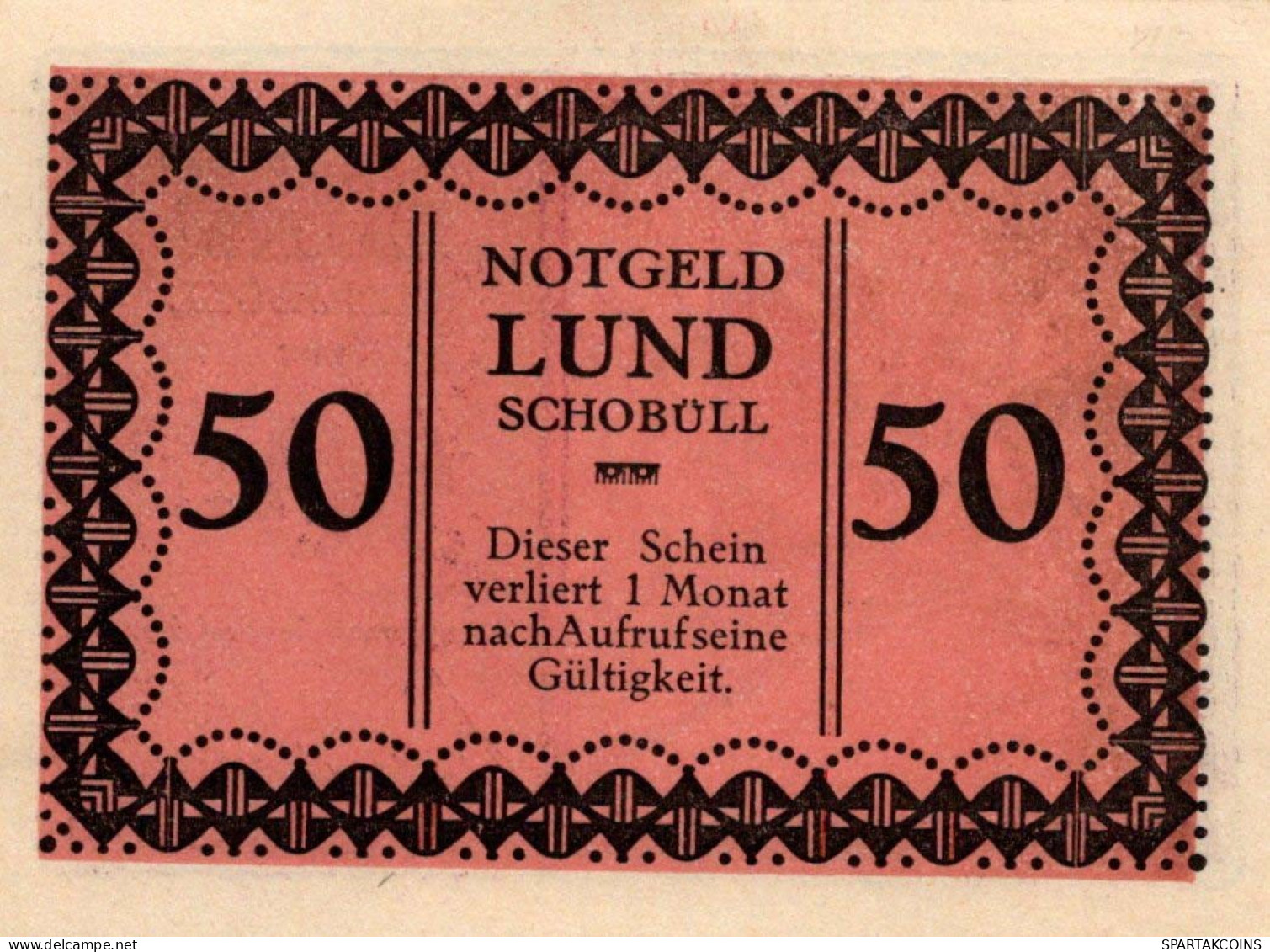 50 PFENNIG 1921/22 LUND-SCHOBÜLL SCHLESWIG HOLSTEIN UNC DEUTSCHLAND #PC669 - [11] Emissions Locales