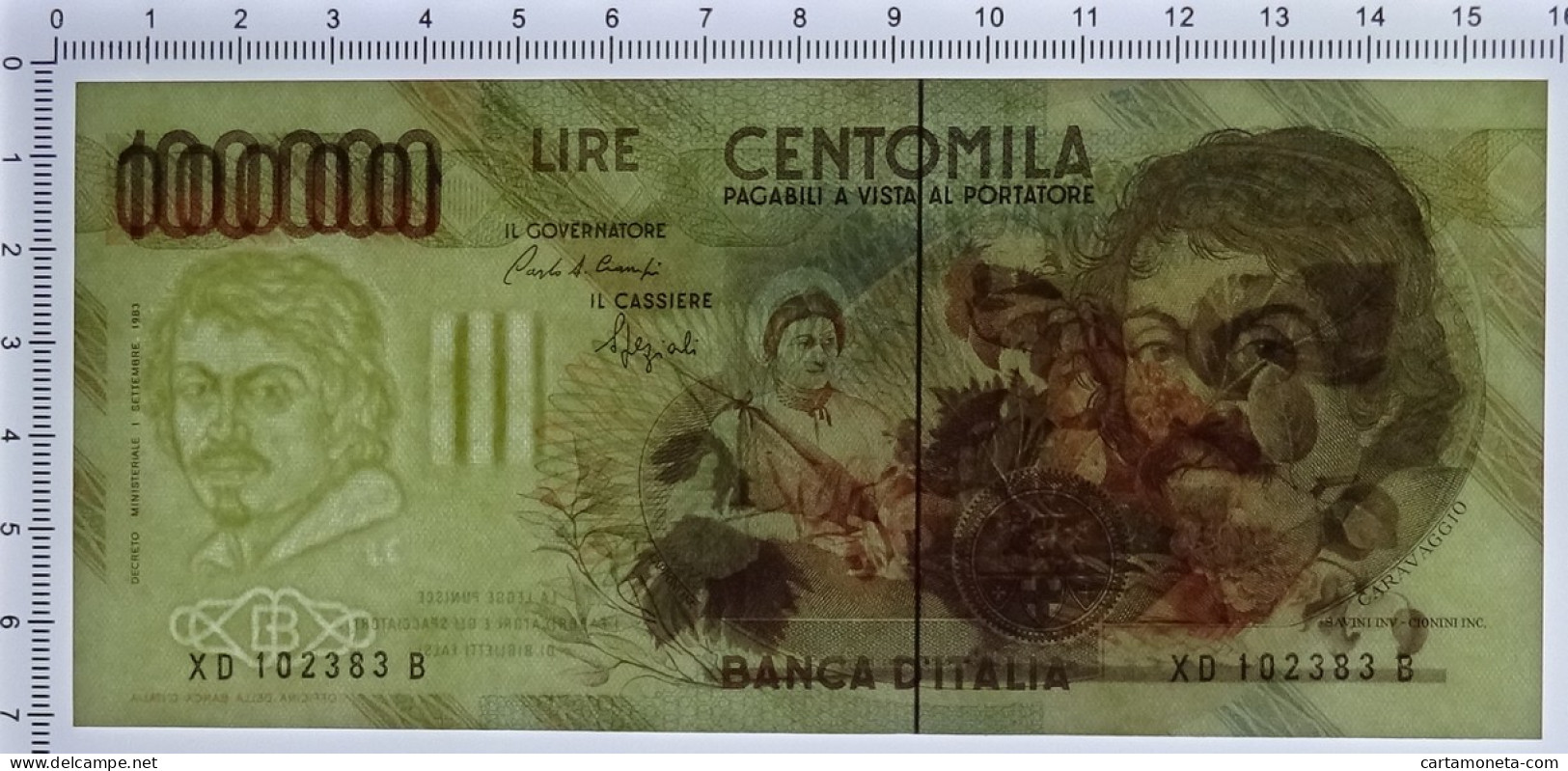 100000 LIRE CARAVAGGIO I TIPO SERIE SOSTITUTIVA XD 25/01/1993 SUP- - Altri & Non Classificati