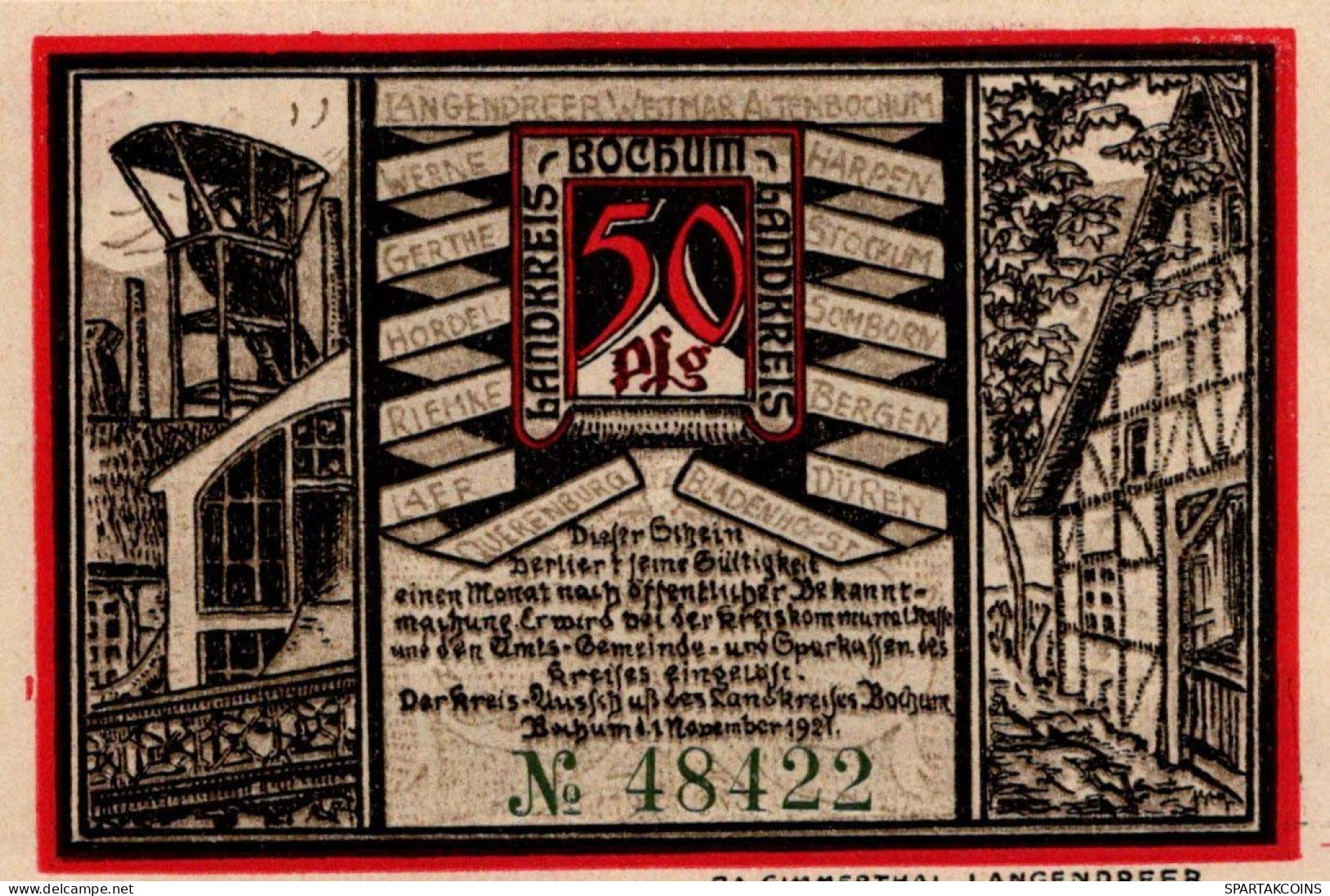 50 PFENNIG 1921 Stadt WESTPHALIA Westphalia UNC DEUTSCHLAND Notgeld #PH150 - [11] Local Banknote Issues