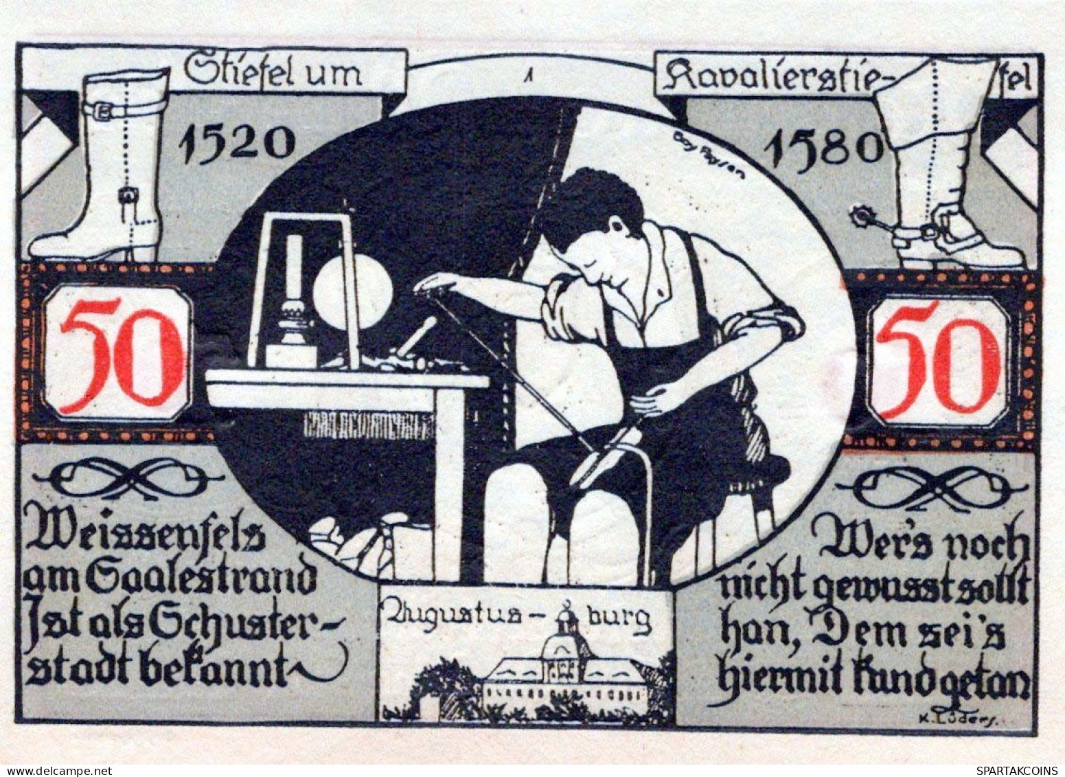 50 PFENNIG 1921 Stadt WEISSENFELS Saxony UNC DEUTSCHLAND Notgeld Banknote #PH999 - [11] Local Banknote Issues