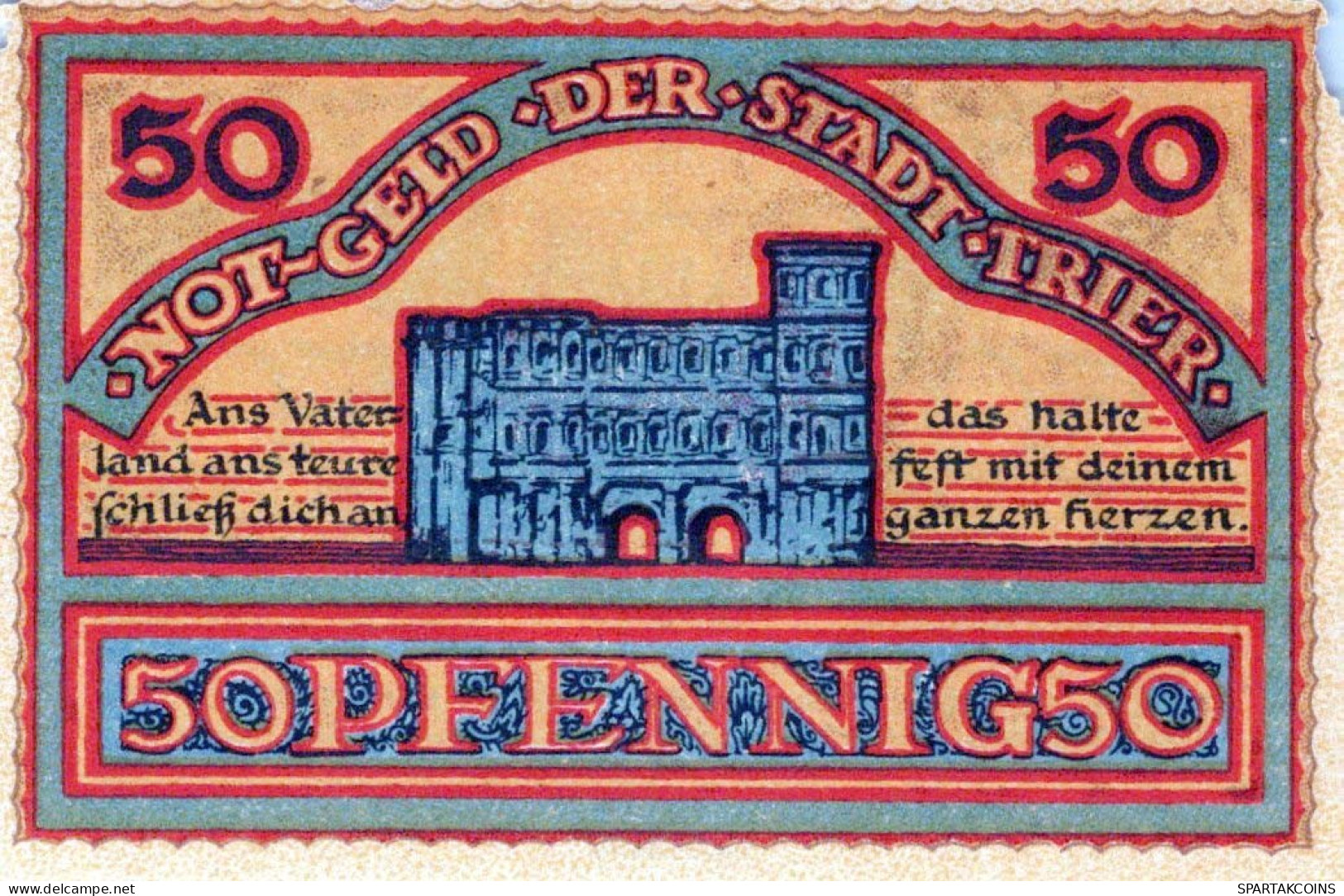 50 PFENNIG 1921 Stadt TRIER Rhine DEUTSCHLAND Notgeld Banknote #PG055 - [11] Local Banknote Issues