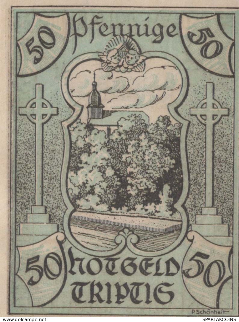 50 PFENNIG 1921 Stadt TRIPTIS Thuringia DEUTSCHLAND Notgeld Banknote #PF732 - [11] Local Banknote Issues