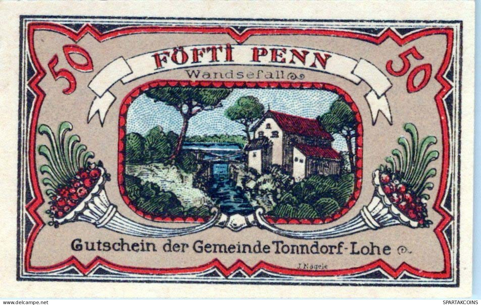 50 PFENNIG 1921 Stadt TONNDORF-LOHE Schleswig-Holstein DEUTSCHLAND #PG286 - [11] Emissions Locales