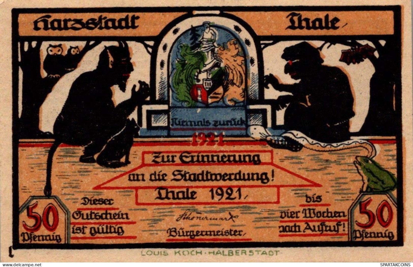 50 PFENNIG 1921 Stadt THALE AM HARZ Saxony UNC DEUTSCHLAND Notgeld #PH514 - [11] Local Banknote Issues