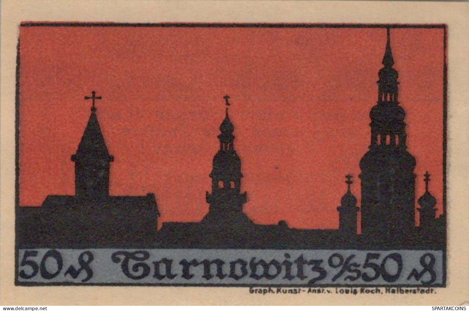 50 PFENNIG 1921 Stadt TARNOWITZ Oberen Silesia DEUTSCHLAND Notgeld #PF718 - [11] Local Banknote Issues