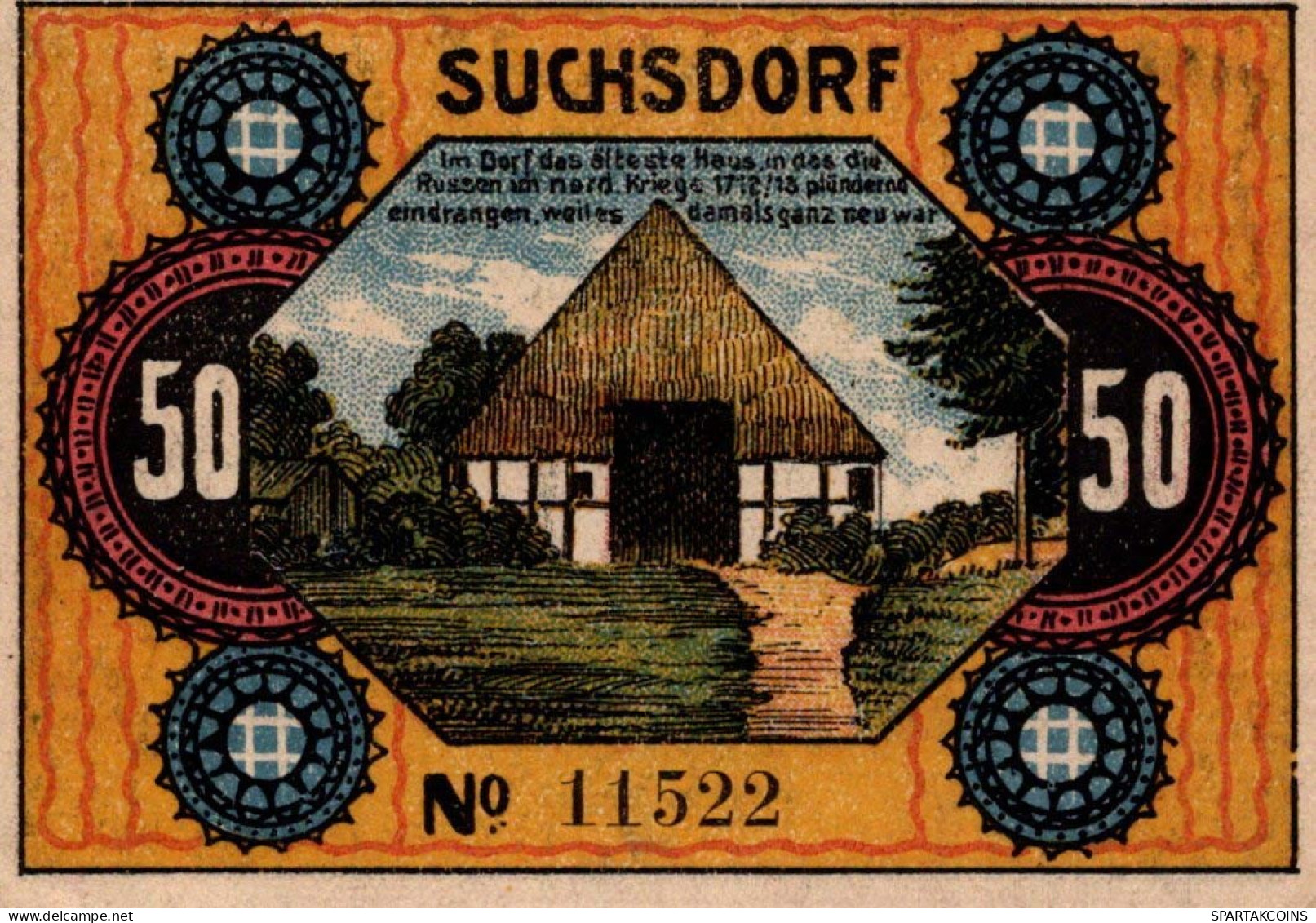 50 PFENNIG 1921 Stadt SUCHSDORF Schleswig-Holstein DEUTSCHLAND Notgeld #PF991 - [11] Emissions Locales