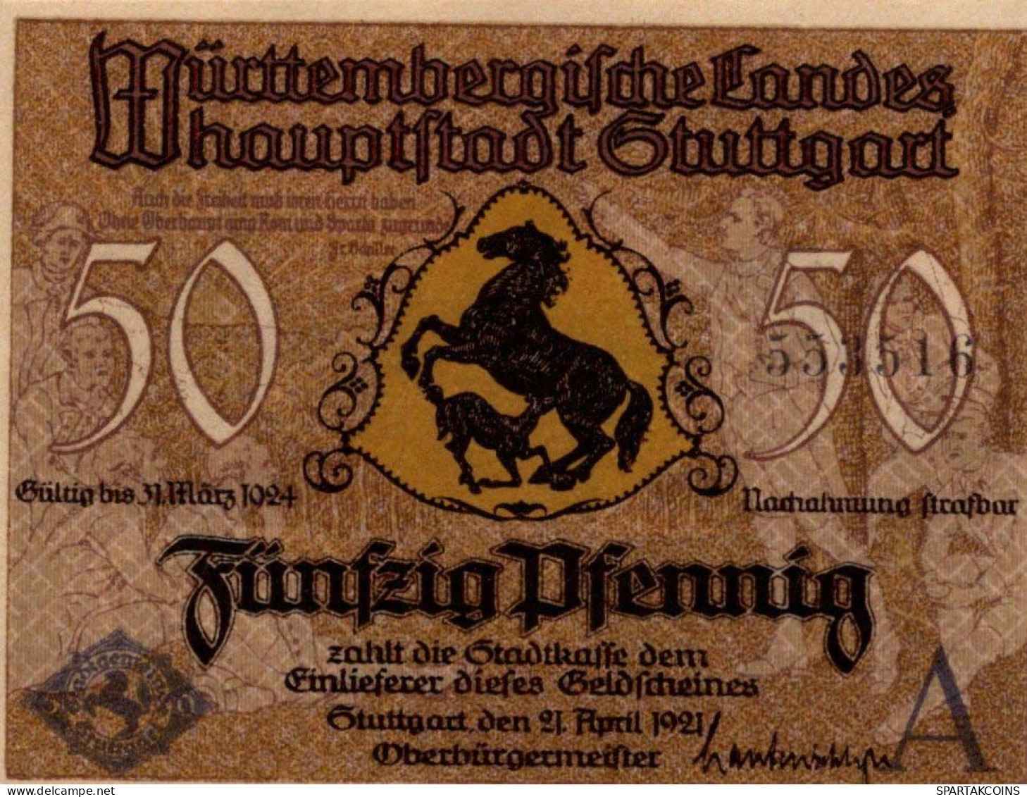 50 PFENNIG 1921 Stadt STUTTGART Württemberg UNC DEUTSCHLAND Notgeld #PC431 - [11] Emissions Locales