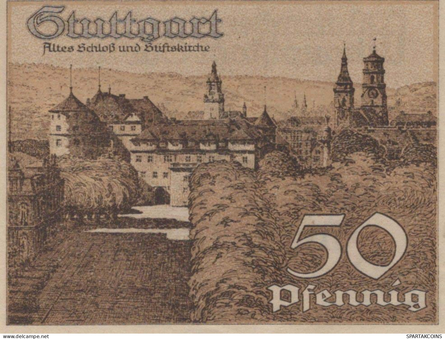 50 PFENNIG 1921 Stadt STUTTGART Württemberg UNC DEUTSCHLAND Notgeld #PC425 - Lokale Ausgaben