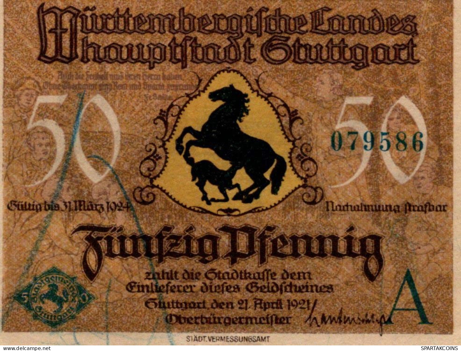 50 PFENNIG 1921 Stadt STUTTGART Württemberg UNC DEUTSCHLAND Notgeld #PC425 - Lokale Ausgaben