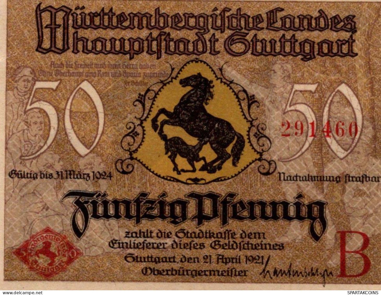 50 PFENNIG 1921 Stadt STUTTGART Württemberg UNC DEUTSCHLAND Notgeld #PC421 - [11] Local Banknote Issues