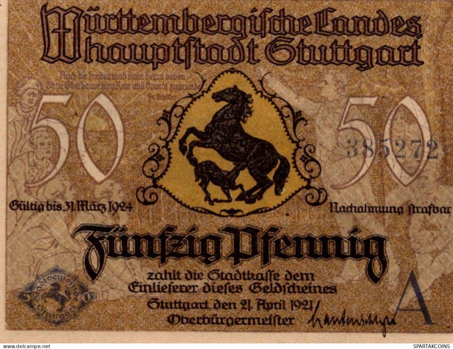 50 PFENNIG 1921 Stadt STUTTGART Württemberg UNC DEUTSCHLAND Notgeld #PC418 - [11] Local Banknote Issues