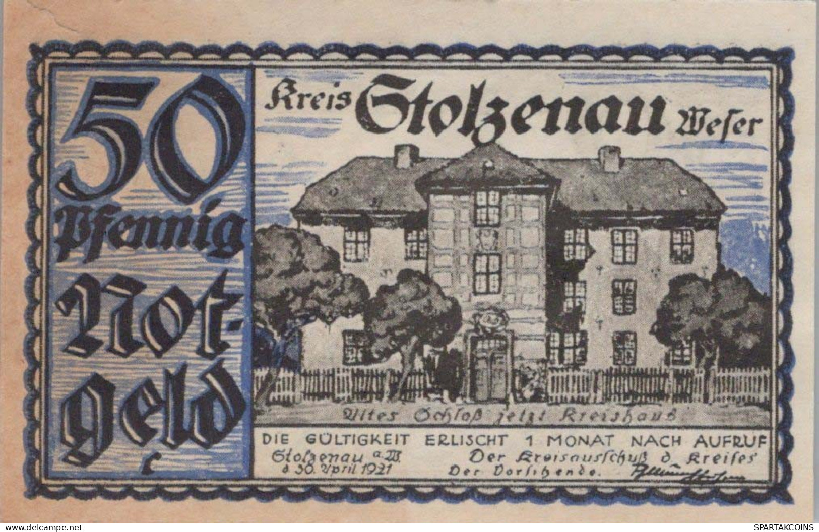 50 PFENNIG 1921 Stadt STOLZENAU Hanover UNC DEUTSCHLAND Notgeld Banknote #PJ202 - Lokale Ausgaben