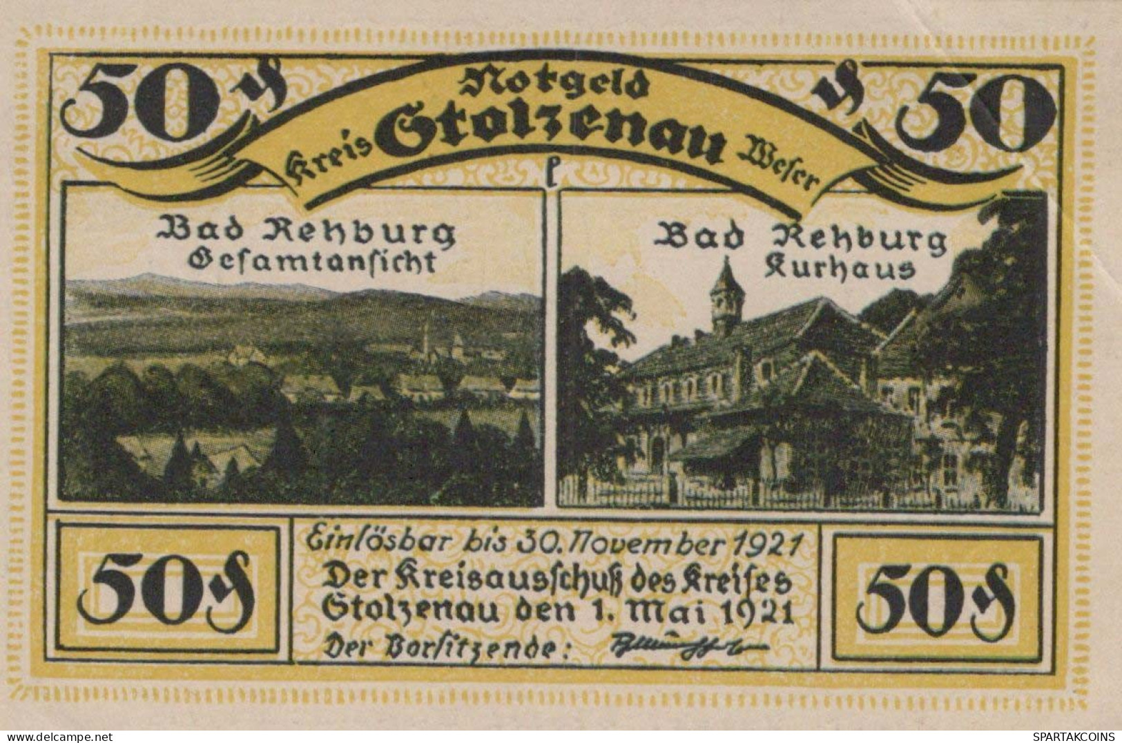 50 PFENNIG 1921 Stadt STOLZENAU Hanover DEUTSCHLAND Notgeld Banknote #PJ086 - [11] Emissions Locales