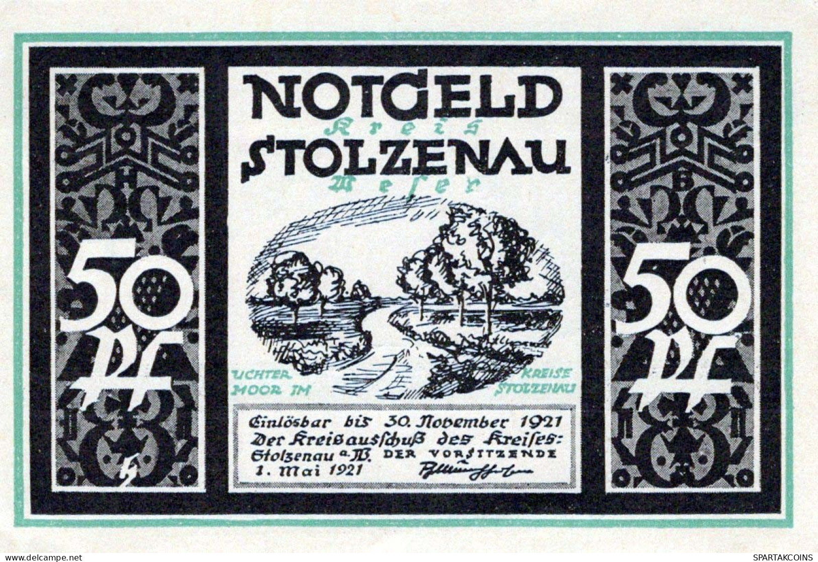 50 PFENNIG 1921 Stadt STOLZENAU Hanover DEUTSCHLAND Notgeld Banknote #PJ078 - [11] Lokale Uitgaven