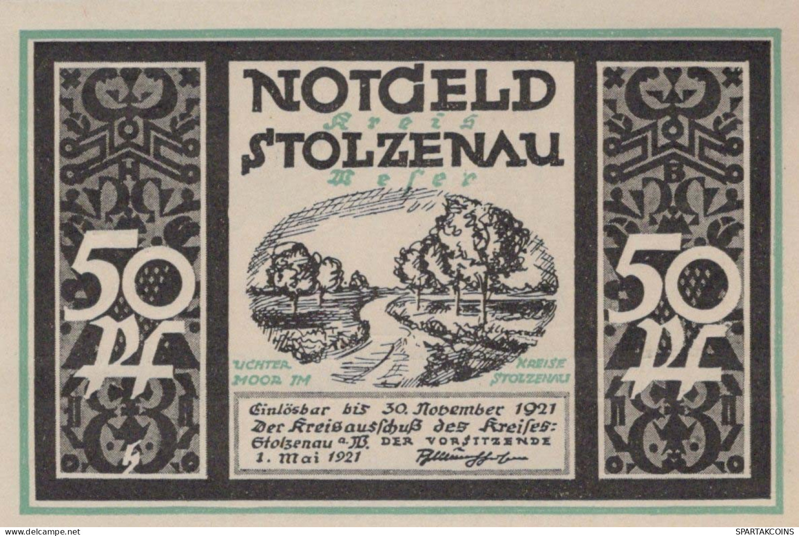 50 PFENNIG 1921 Stadt STOLZENAU Hanover DEUTSCHLAND Notgeld Banknote #PG209 - [11] Lokale Uitgaven