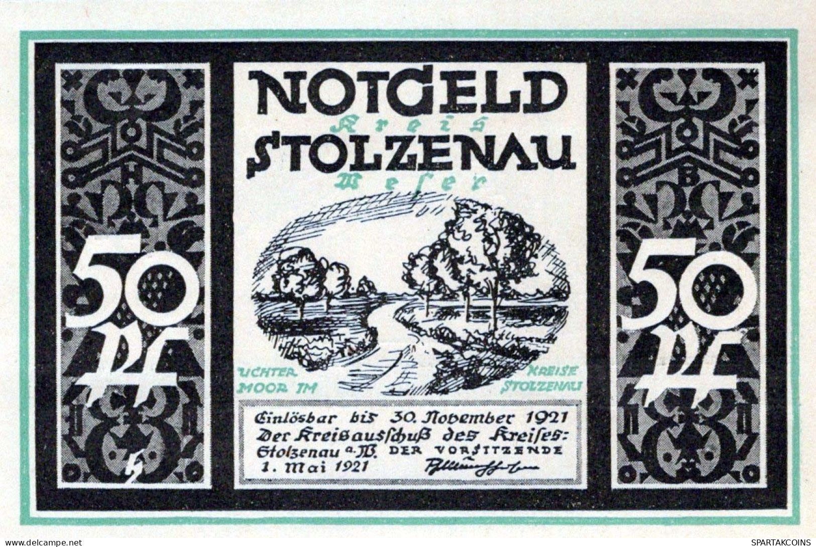 50 PFENNIG 1921 Stadt STOLZENAU Hanover DEUTSCHLAND Notgeld Banknote #PG209 - [11] Lokale Uitgaven