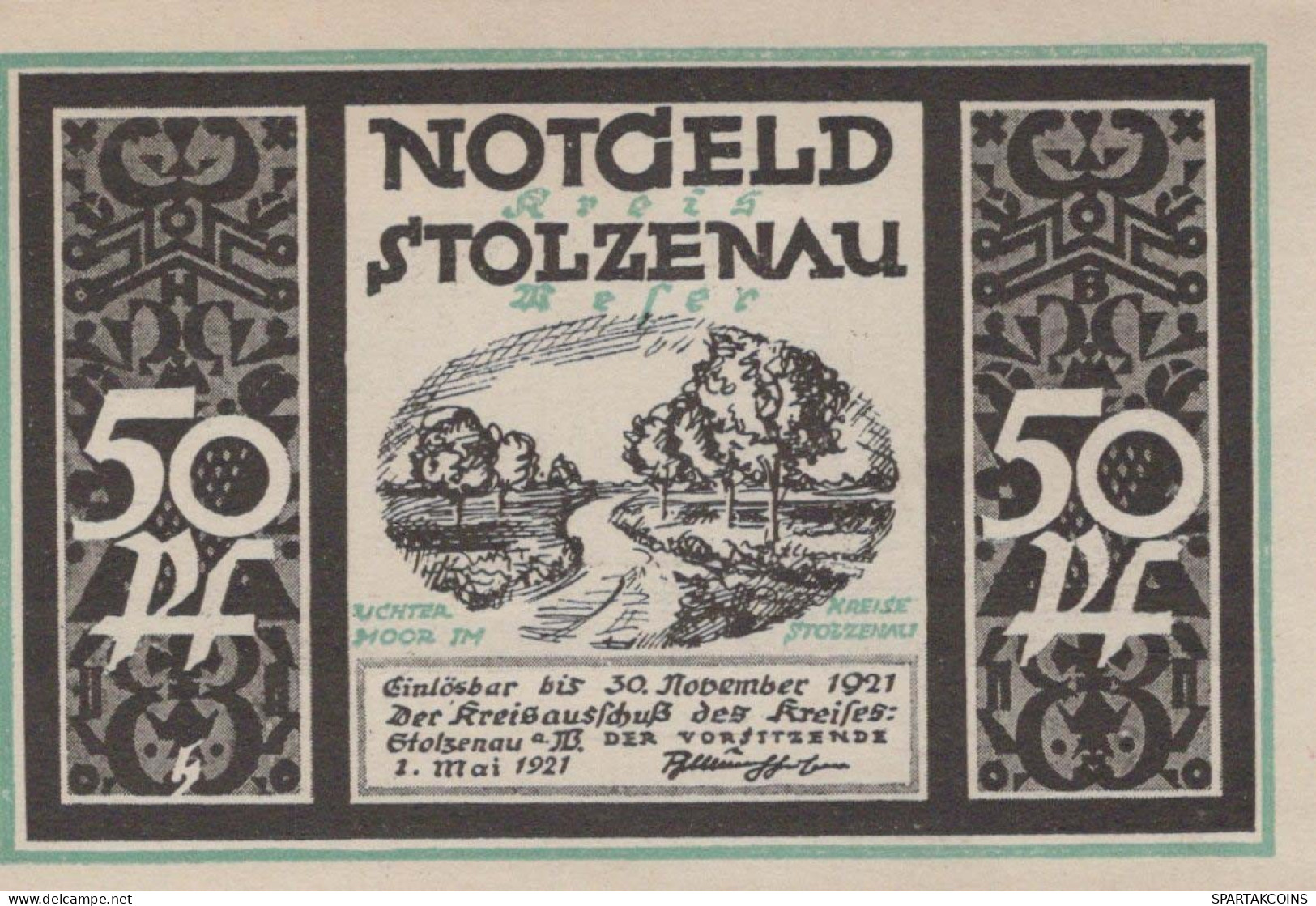 50 PFENNIG 1921 Stadt STOLZENAU Hanover DEUTSCHLAND Notgeld Banknote #PF927 - [11] Lokale Uitgaven