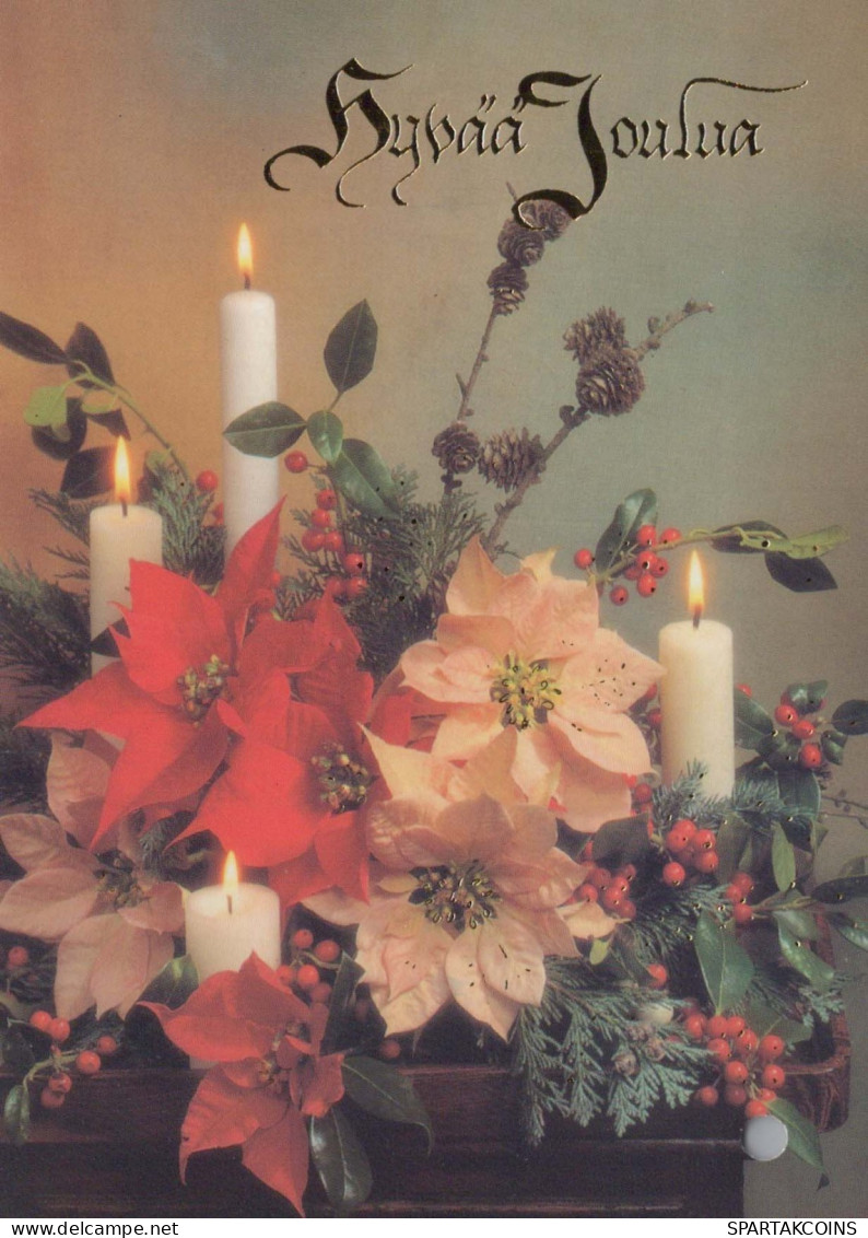 Buon Anno Natale CANDELA Vintage Cartolina CPSM #PAV848.IT - New Year