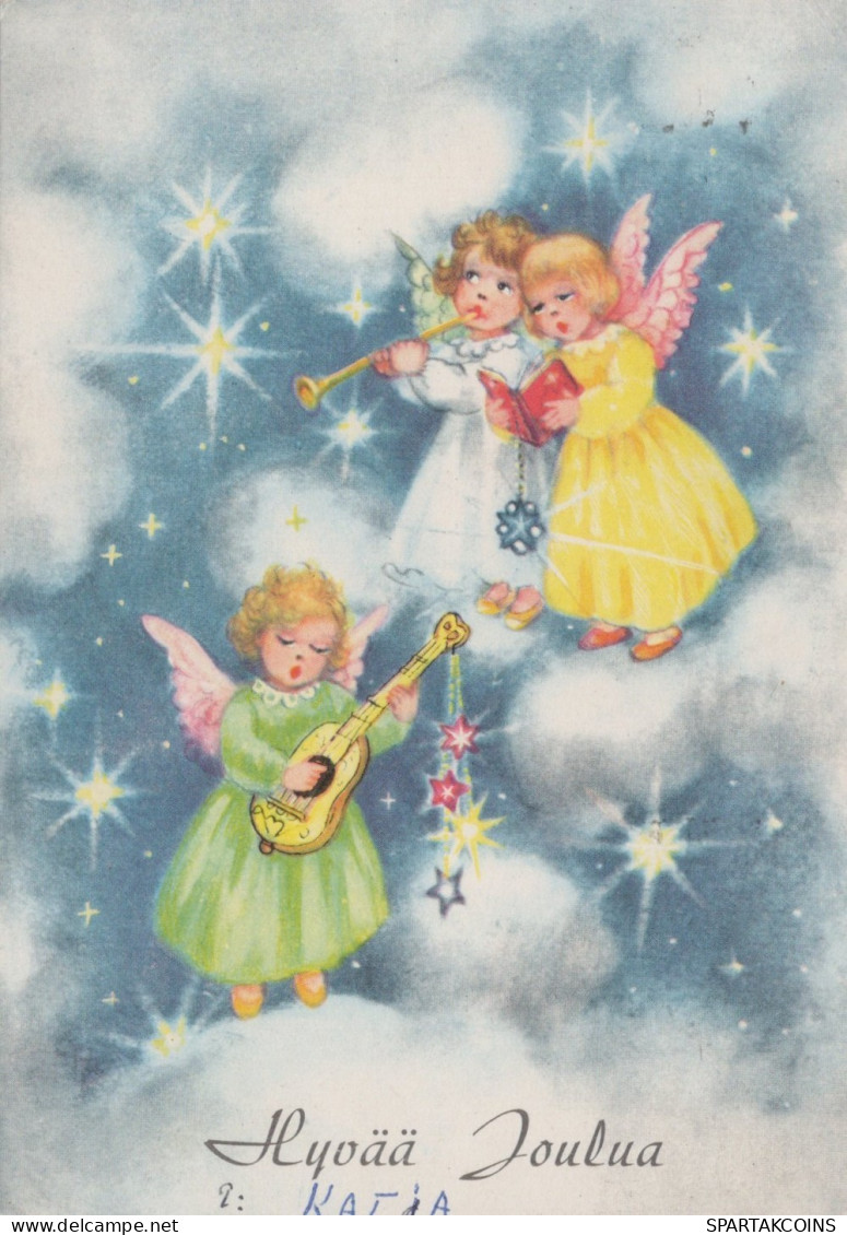 ANGELO Buon Anno Natale Vintage Cartolina CPSMPF #PAG726.IT - Angels