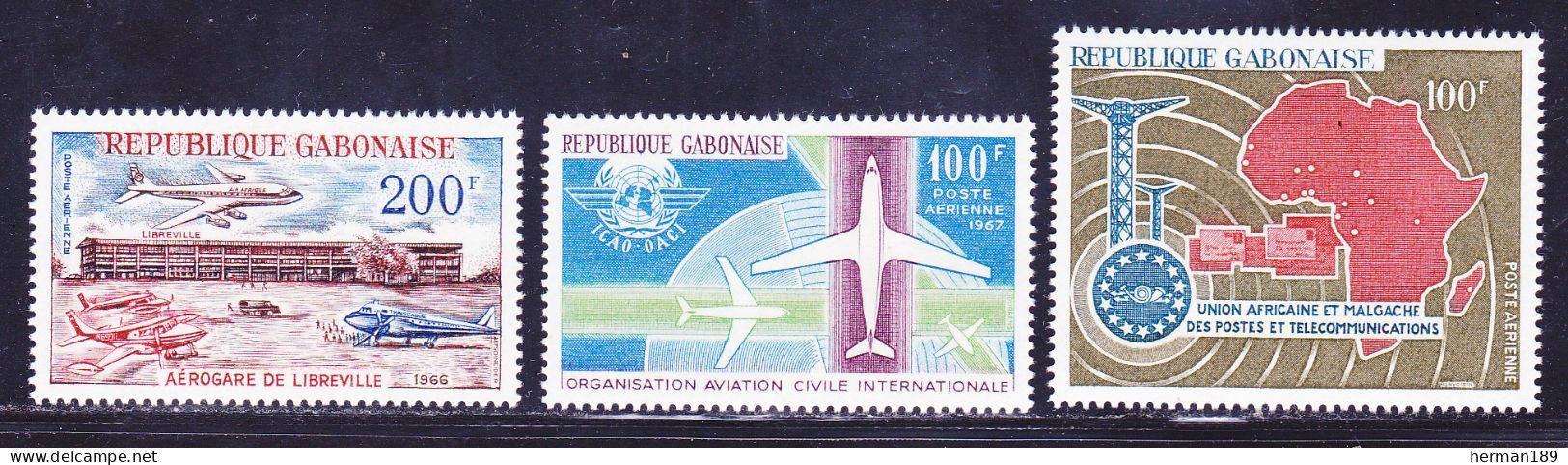 GABON AERIENS N°   51, 55, 60 ** MNH Neufs Sans Charnière, TB (D2360) Sujets Divers - 1966-67 - Gabon