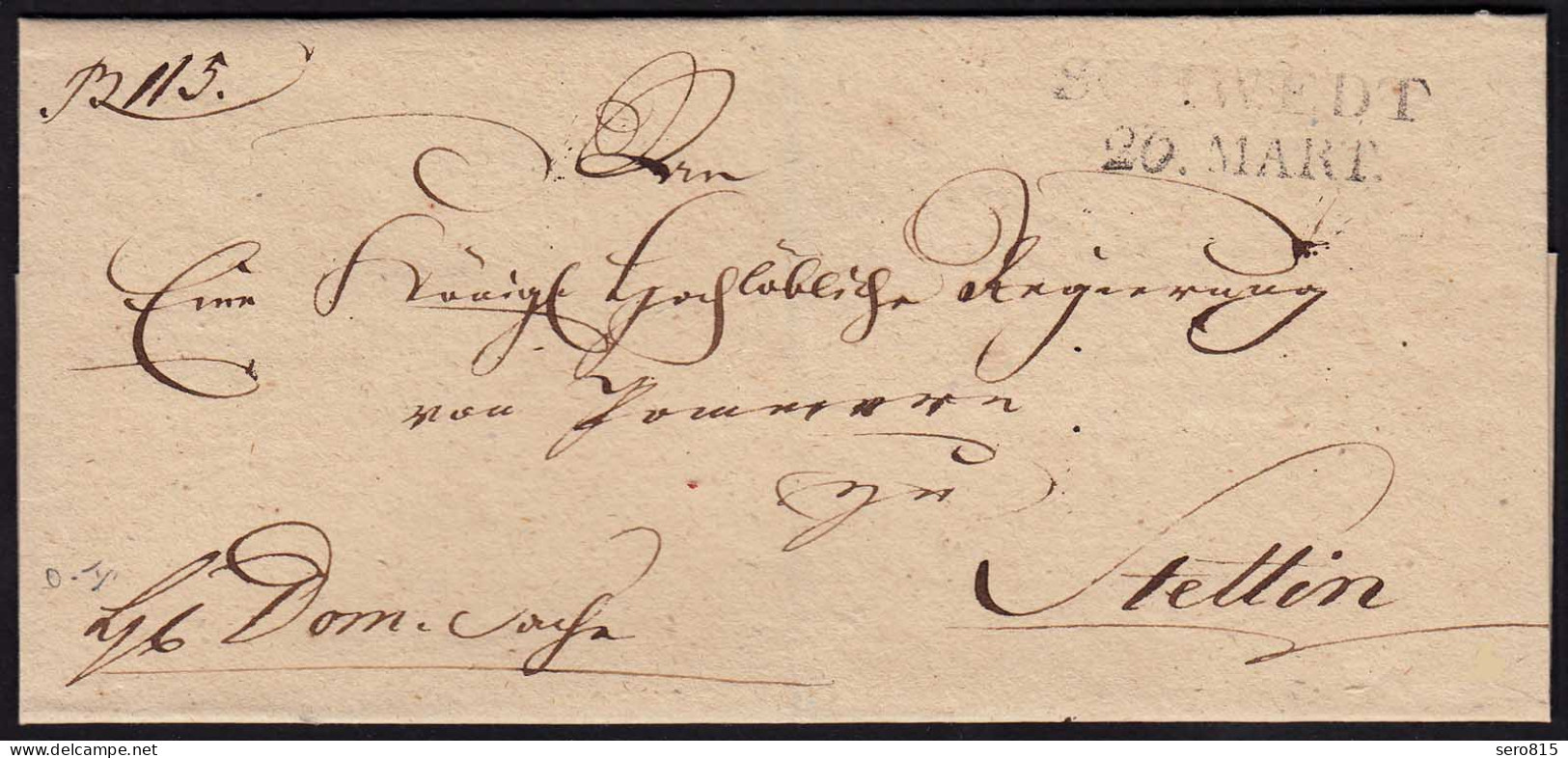 Preussen Ca.1817 Umschlag SCHWEDT L2 Nach STETTIN  (23463 - Other & Unclassified