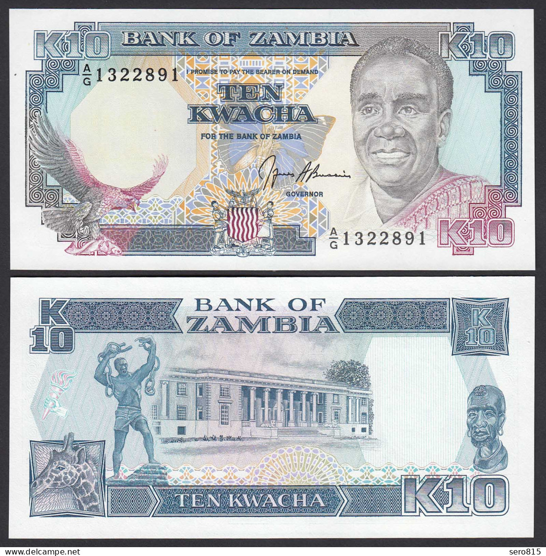 Sambia - Zambia 10 Kwacha Banknote Pick 31b 1989-91 UNC (1)    (24753 - Sonstige – Afrika
