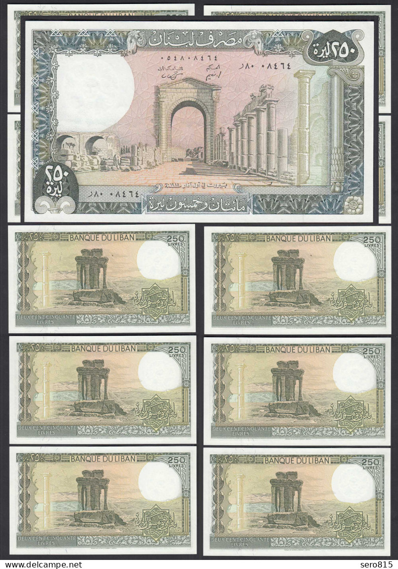 LIBANON - LEBANON 10 Stück á 250 Livres Banknote Pick  67c 1985 AUNC (1-)  89013 - Autres - Asie