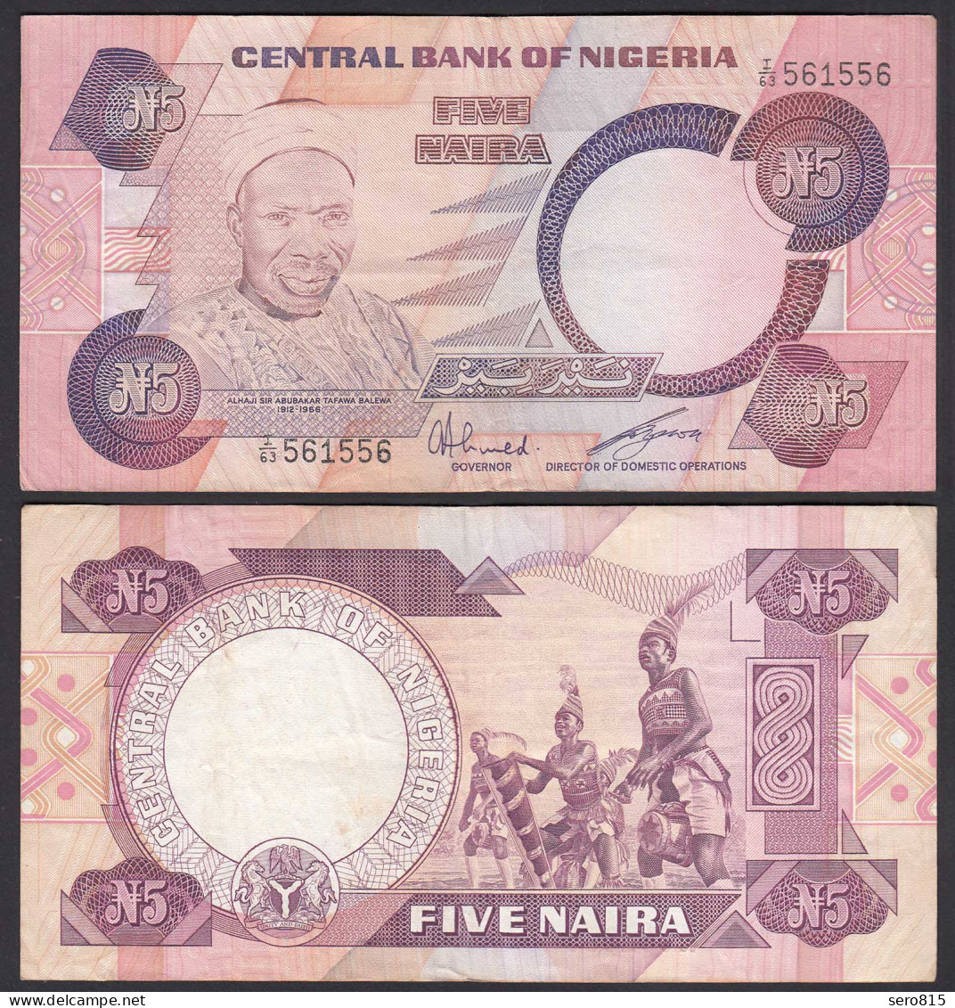 Nigeria 5 Naira Banknote Pick 24a Sig.6 VF (3)    (25508 - Andere - Afrika