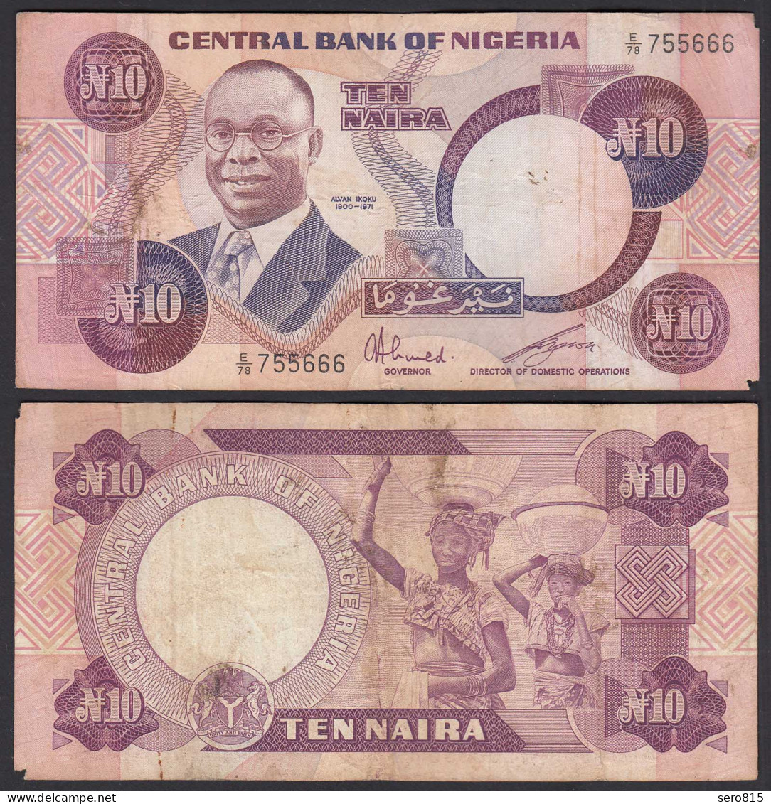 Nigeria 10 Naira Banknote (1979-84) Pick 21c Sig.6 F (4)    (25506 - Sonstige – Afrika