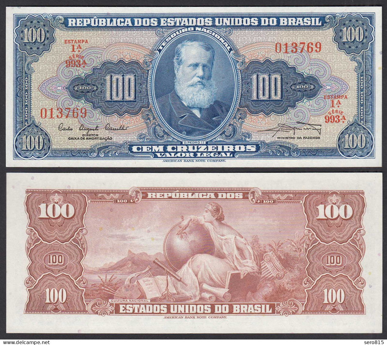 Brasilien - Brazil 100 Cruzados 1961 Pick 170a Sig.9 AUNC (1-)   (24798 - Sonstige – Amerika