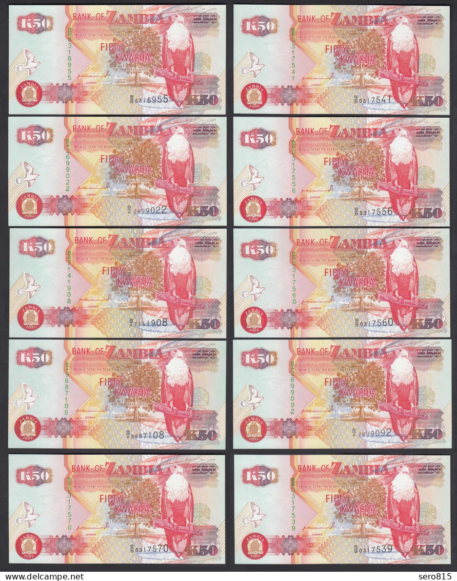 Sambia - Zambia 10 Stück á 50 Kwacha 1992 UNC (1) Pick 37a !! Sig.10    (89014 - Autres - Afrique