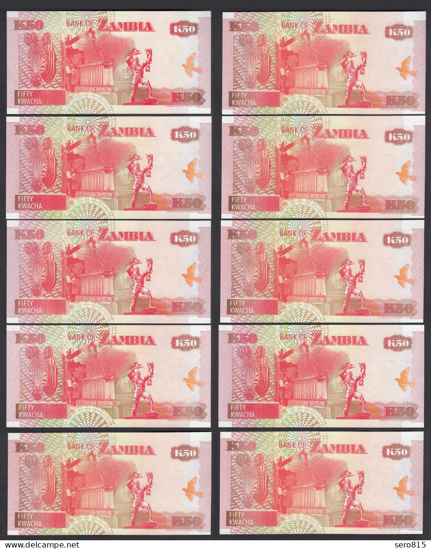 Sambia - Zambia 10 Stück á 50 Kwacha 1992 UNC (1) Pick 37a !! Sig.10    (89014 - Altri – Africa