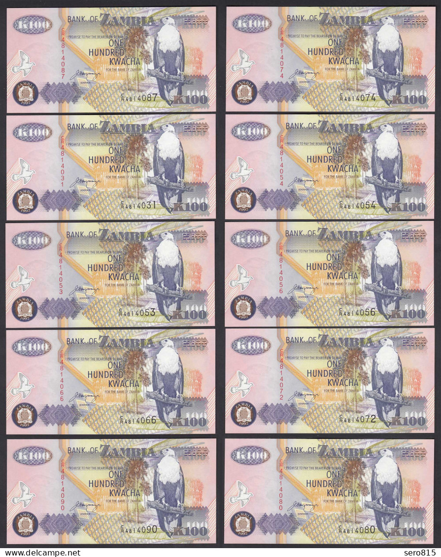 Sambia - Zambia 10 Stück á 100 Kwacha 1992 UNC (1) Pick 38b    (89011 - Andere - Afrika