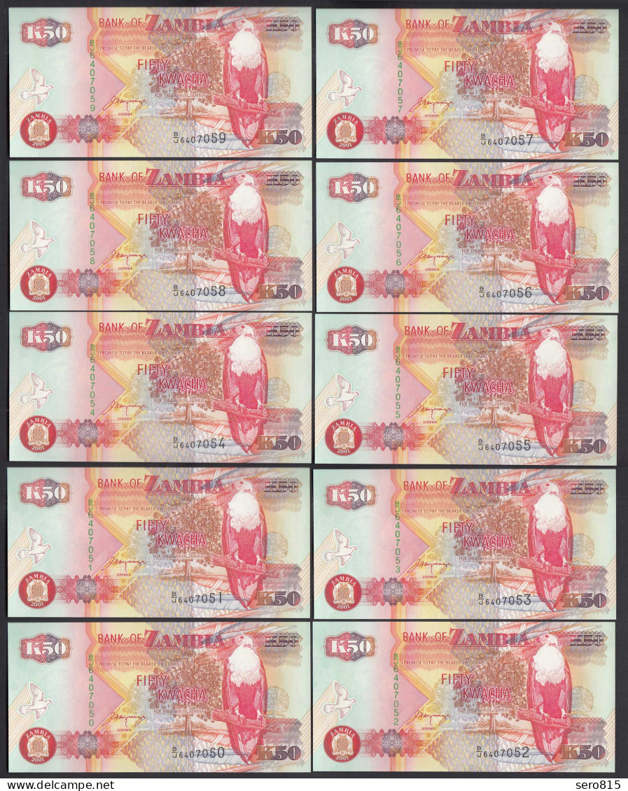 Sambia - Zambia 10 Stück á 50 Kwacha 2001 UNC (1) Pick 37c !!sig.11    (89016 - Andere - Afrika