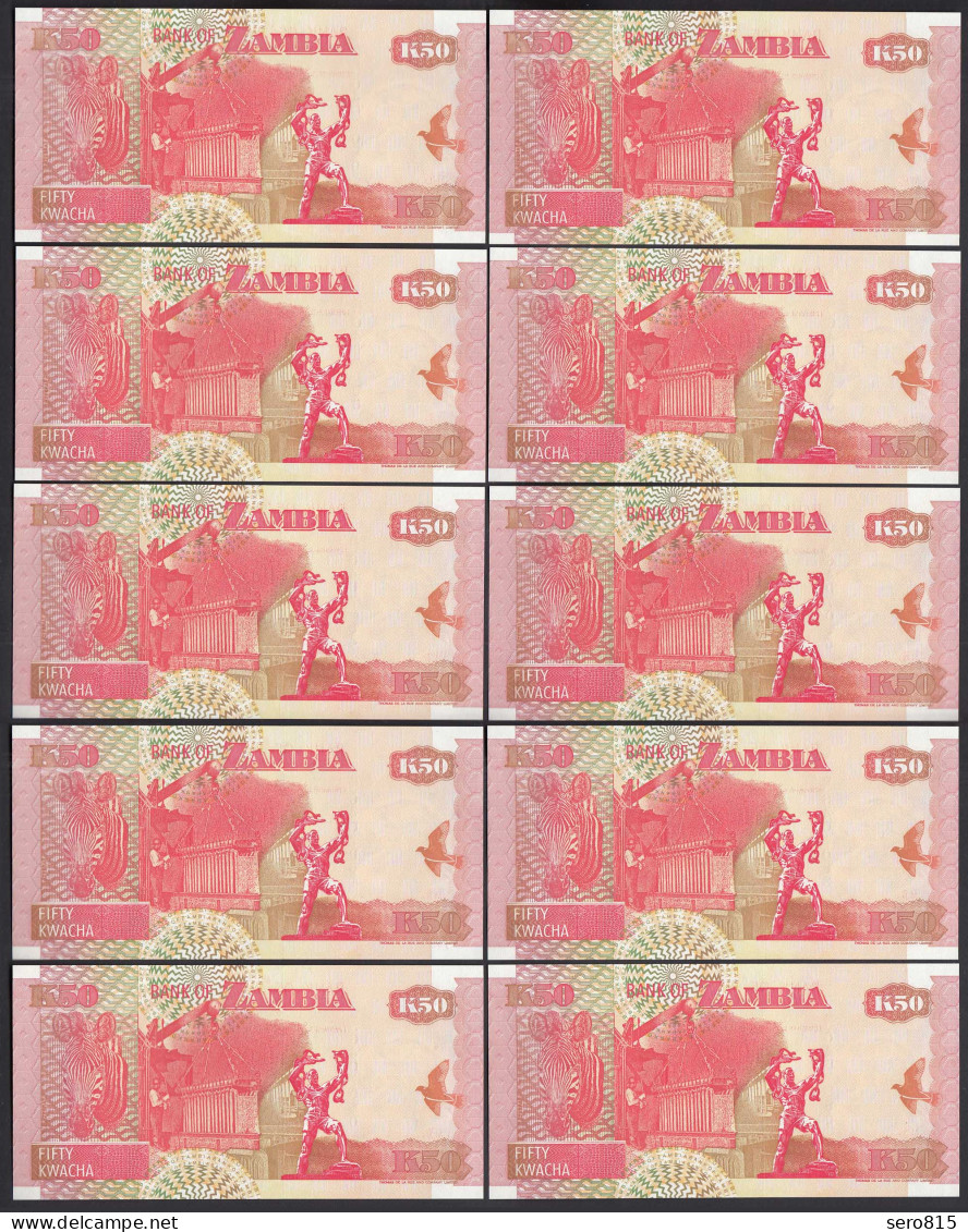 Sambia - Zambia 10 Stück á 50 Kwacha 2001 UNC (1) Pick 37c !!sig.11    (89016 - Andere - Afrika