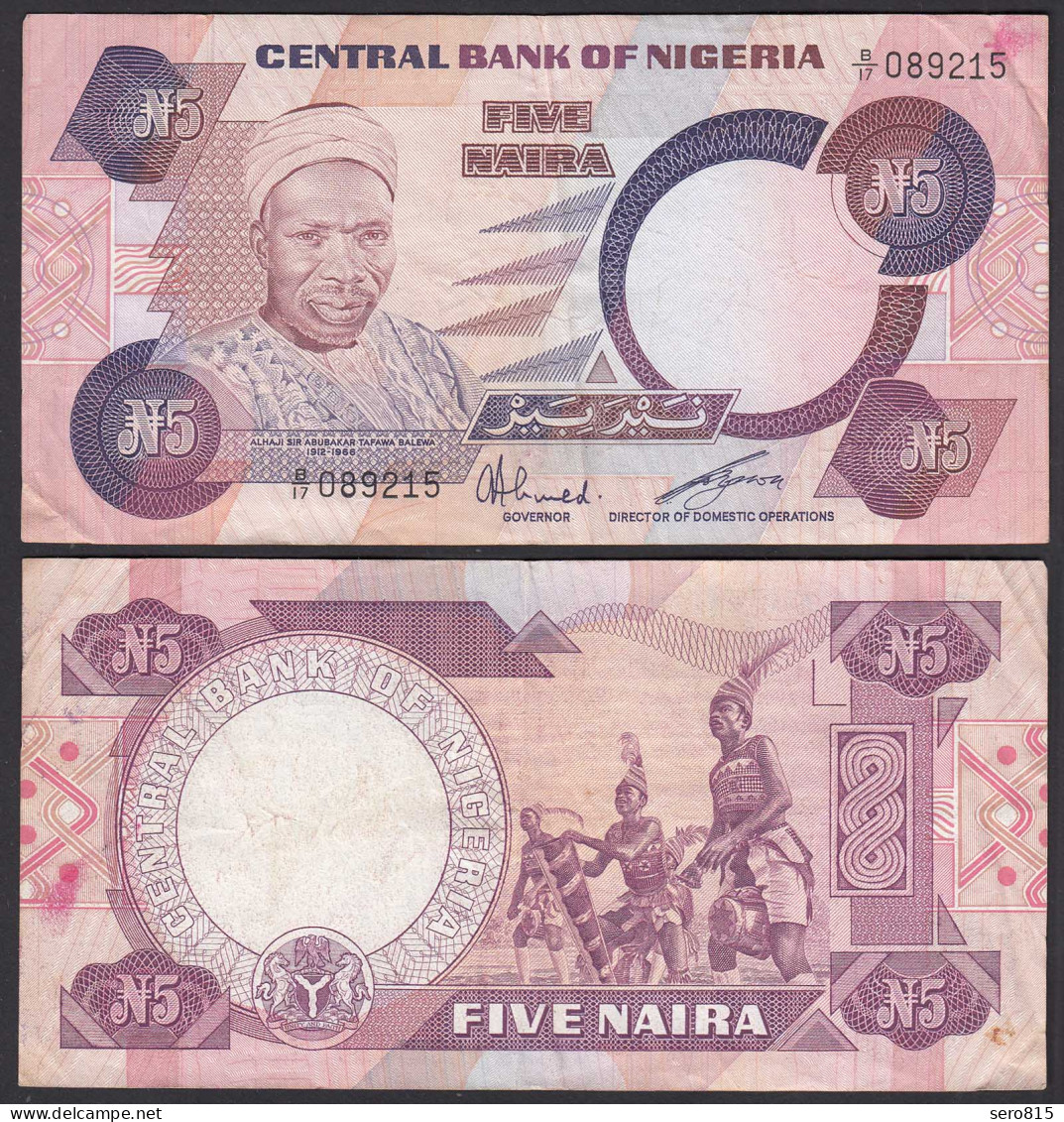 Nigeria 5 Naira Banknote Pick 24a Sig.6 F (4)    (25509 - Andere - Afrika