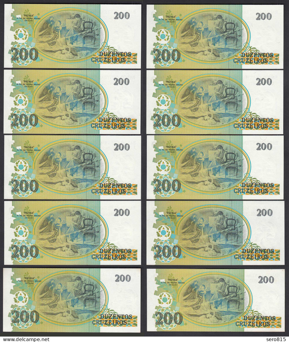 Brasilien - Brazil 10 Stück á 200 Cruzeiros 1990 Pick 229 UNC (1)    (89049 - Autres - Amérique