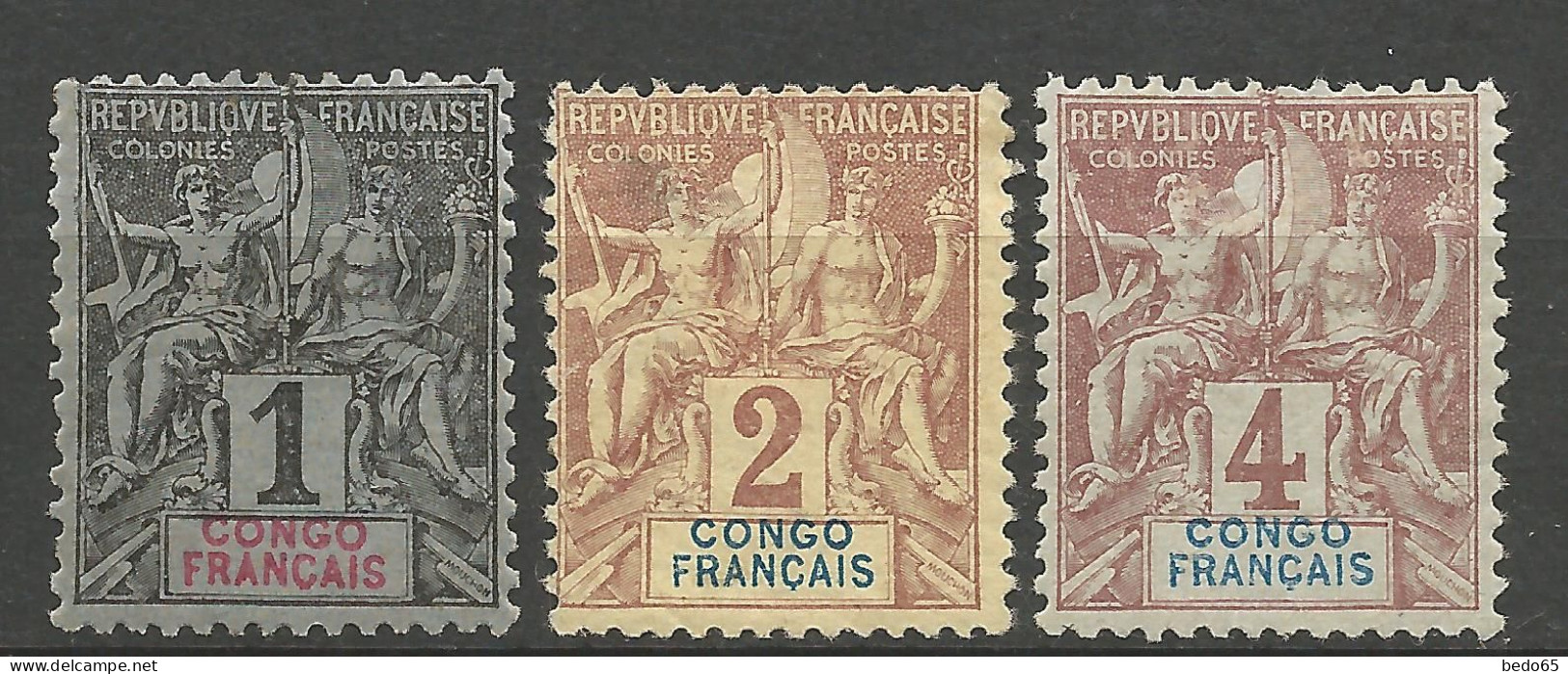 CONGO N° 12 à  14 NEUF* AVEC OU TRACE DE CHARNIERE  / Hinge / MH - Unused Stamps