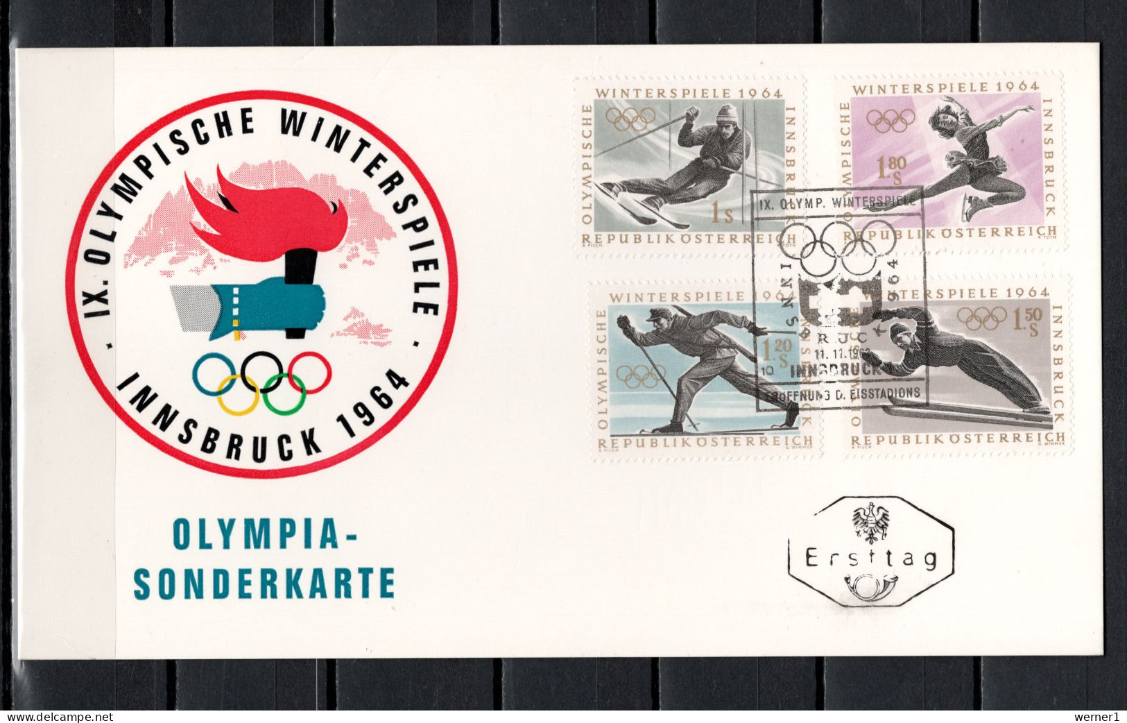 Austria 1963 Olympic Games Innsbruck Commemorative First Day Postcard - Winter 1964: Innsbruck