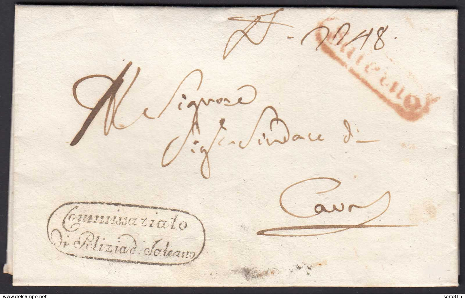 ITALY - ITALIEN Brief 1830 Commissarito Di Poliziaro Mit Inhalt    (25599 - Autres - Europe