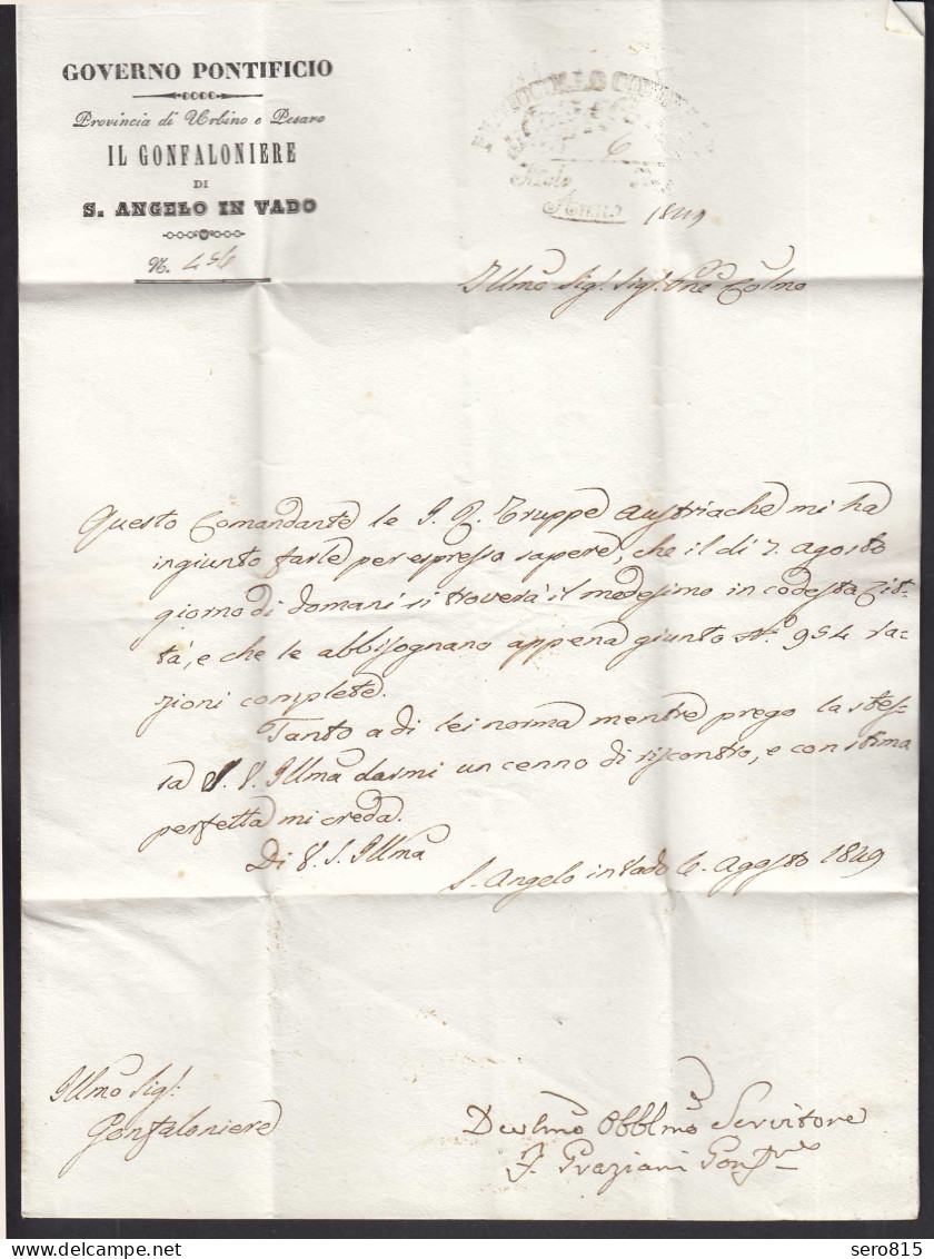 ITALY - ITALIEN Brief 1829 Sant'Angelo In Vado - CITTA DI CASTELLOt    (25595 - Autres - Europe