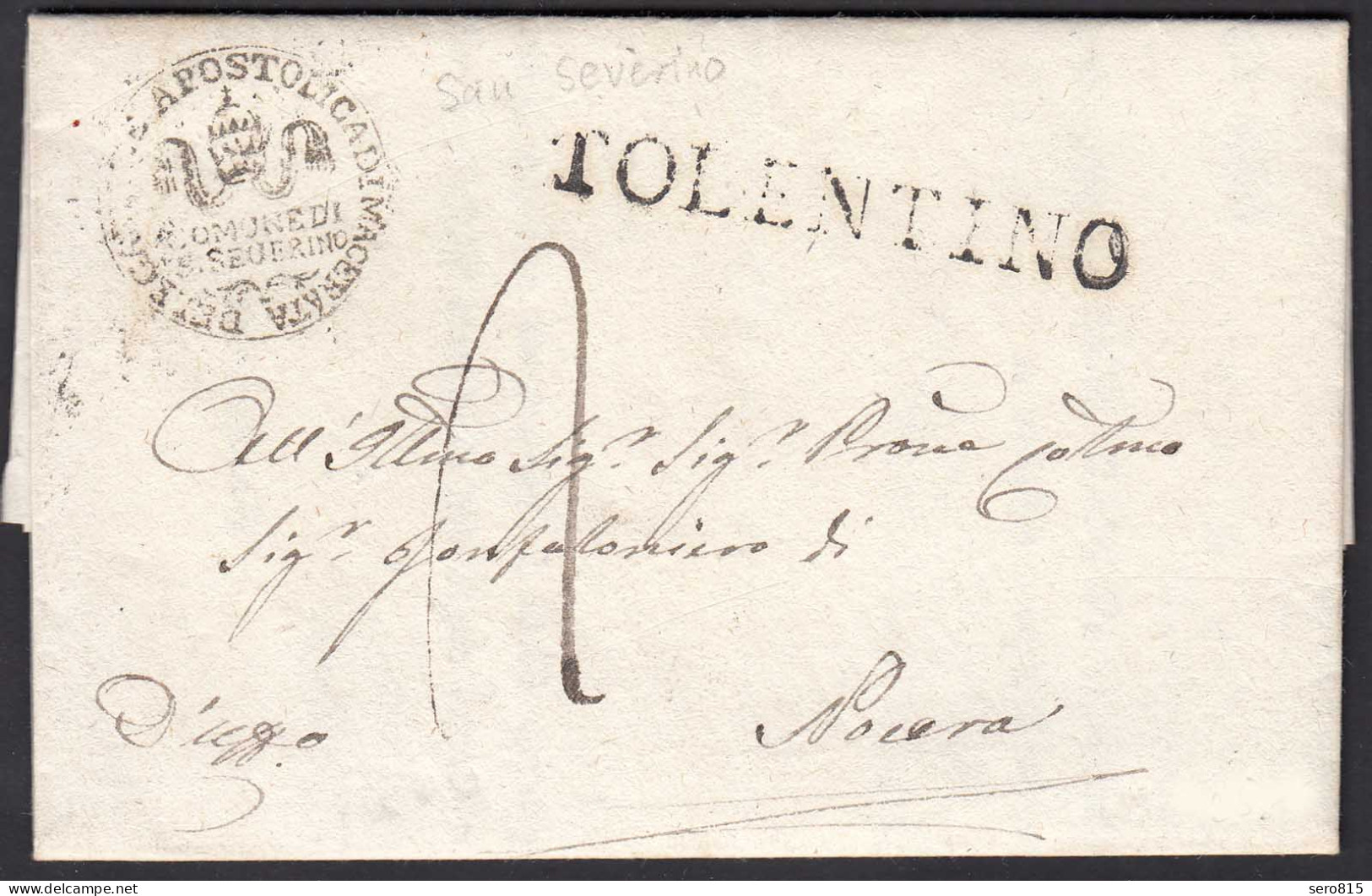 ITALY - ITALIEN Brief 1833 San Severino To TOLENTINO Mit Inhalt    (25600 - Autres - Europe