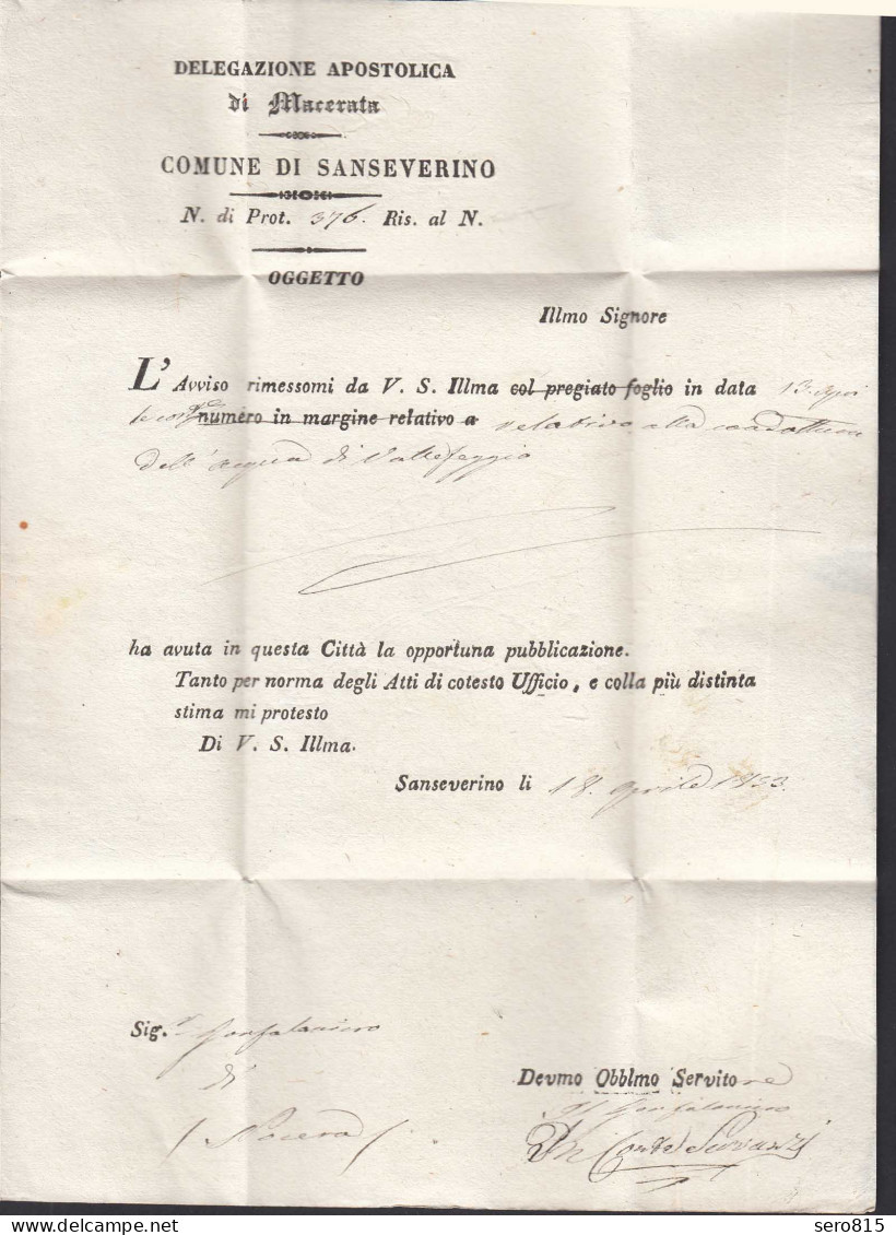 ITALY - ITALIEN Brief 1833 San Severino To TOLENTINO Mit Inhalt    (25600 - Altri - Europa