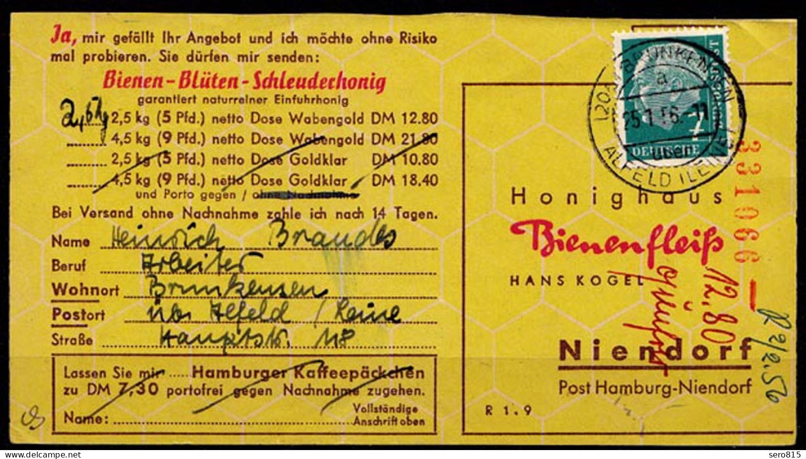 Brinkensen über Alfeld 1956 Bedarfskarte Klarer Stempel   (6917 - Other & Unclassified